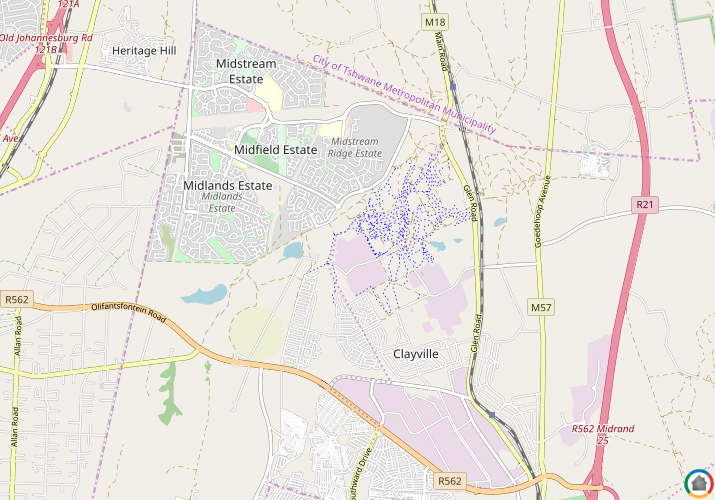 Map location of Olifantsfontein
